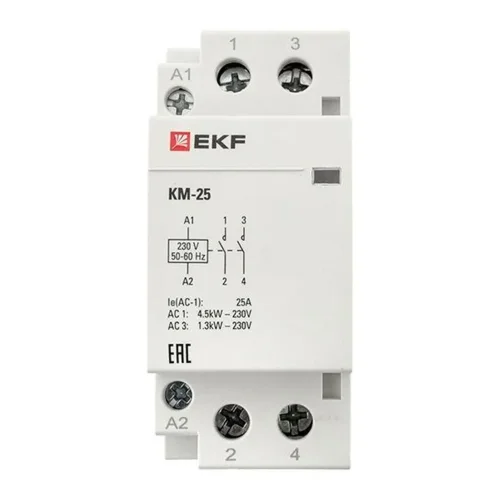 Контактор модульный КМ 25А 2NО (2 мод.) EKF km-2-25-20 - фото 5