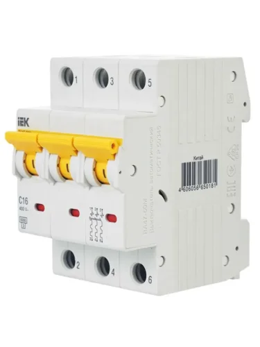 Выключатель автоматический модульный 3п C 16А 6кА ВА47-60M KARAT IEK MVA31-3-016-C - фото 8