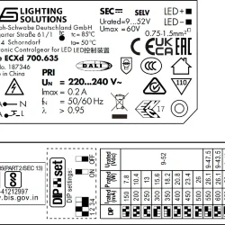 VS 26W DALI2/DIP 150-700мА 9- 52V ECXd 700.635 DIP-переключатель 97x43x30мм - драйвер для светодиодов Vossloh-Schwabe