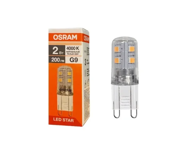 Лампа светодиодная 2W/4000K G9 220V | 200Lm d14x43 | - OSRAM. Фото 2