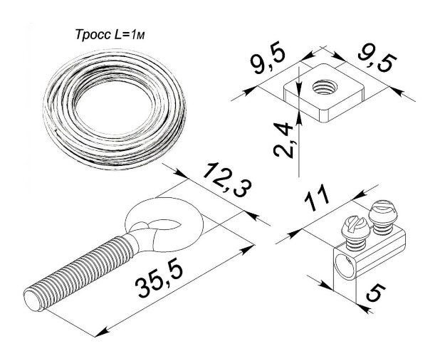 Комплект подвесов Трос Ф 0.85 мм 1.0 м - фото 2