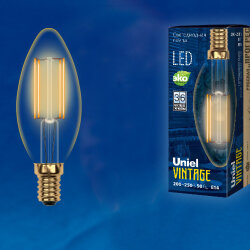 LED-C35-5W-GOLDEN-E14 GLV21GO Лампа светодиодная Vintage, Форма свеча, золотистая колба