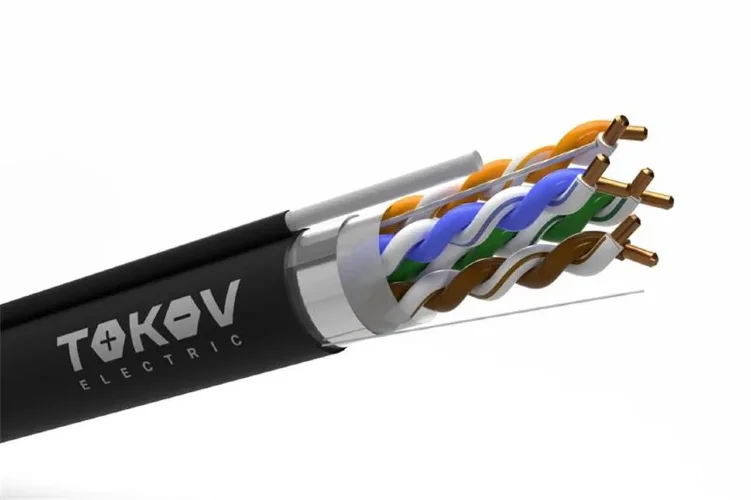 Кабель витая пара F/UTP 4х2х24AWG(0.51мм) + трос кат.5E PE Fluke tested (м) PRO TOKOV ELECTRIC TKP-C05-F42-5E-305-ODC - фото