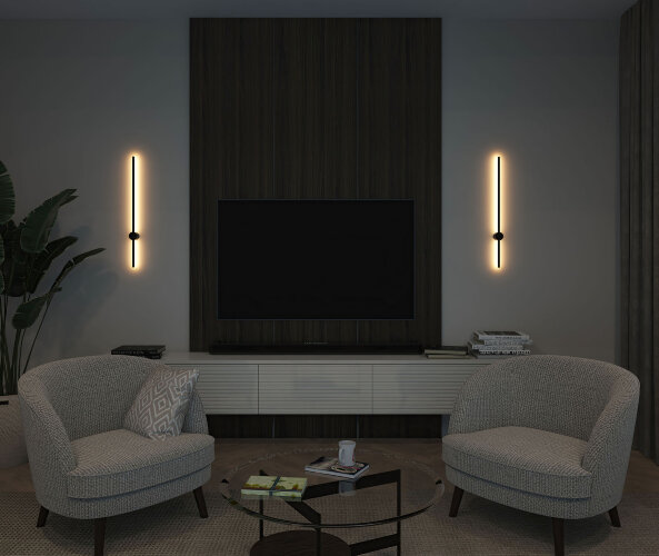 DK5012-BK Бра 800 мм, 3000К, IP20, 7 Вт, черный, алюминий. Фото 6