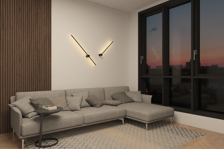 DK5012-BK Бра 800 мм, 3000К, IP20, 7 Вт, черный, алюминий. Фото 7