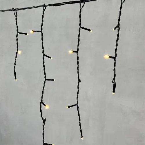 Гирлянда Бахрома 3,1 x 0,5 м Тепло-Белая 24В, 150 LED, Провод Черный ПВХ, IP54. Фото 2.
