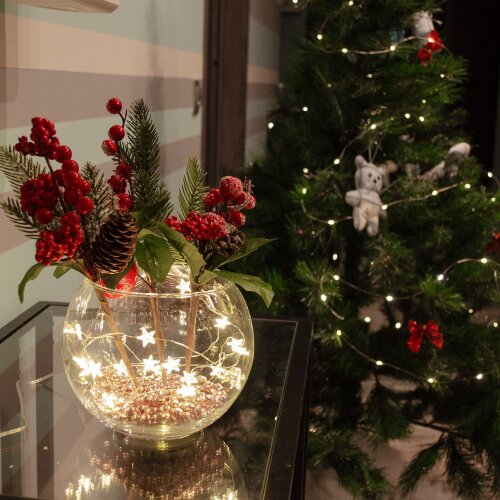 ULD-S1900-020-STB-2AA WARM WHITE IP20 STARS MINI Гирлянда светодиодная на батарейках 2AA не в-к, Звездочки мини, 1.9м, 20 светодиодов, Теплый белый свет, Провод прозрачный, TM Uniel - фото 4