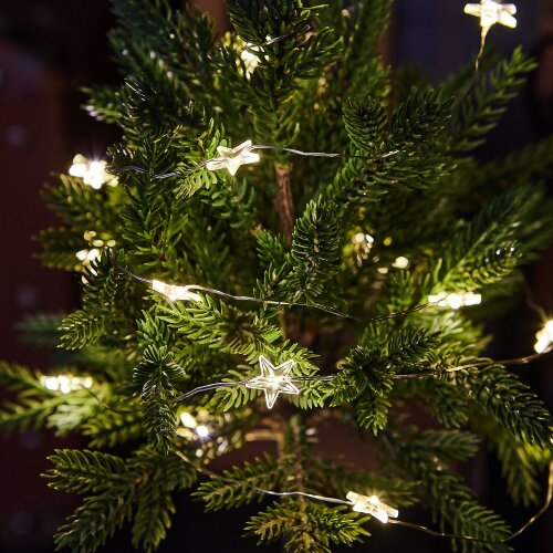 ULD-S1900-020-STB-2AA WARM WHITE IP20 STARS MINI Гирлянда светодиодная на батарейках 2AA не в-к, Звездочки мини, 1.9м, 20 светодиодов, Теплый белый свет, Провод прозрачный, TM Uniel - фото 5