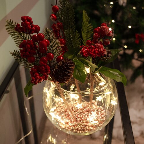 ULD-S1900-020-STB-2AA WARM WHITE IP20 STARS MINI Гирлянда светодиодная на батарейках 2AA не в-к, Звездочки мини, 1.9м, 20 светодиодов, Теплый белый свет, Провод прозрачный, TM Uniel - фото 3