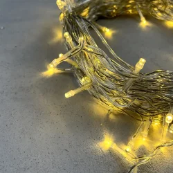 Гирлянда Нить 10м Золотой 24В, 100 LED, Провод Прозрачный ПВХ, IP54