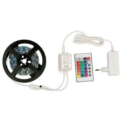 ULS-Q211 5050-30LED/m-IP20-3M-RGB RRP24C24 Комплект светодиодной ленты 3м. IP20. RGB. Адаптер 24Вт. Контроллер с пультом - фото