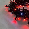 Гирлянда Нить 10м Красная с Мерцанием Белого Диода 24В, 100 LED, Провод Черный ПВХ, IP54. Фото 2.