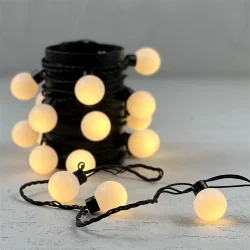 Гирлянда «Шарики» 5м Тепло-Белая 220В, Диаметр Шарика 40мм, 20 LED, Провод Черный Каучук, IP65