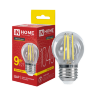 Лампа светодиодная LED-ШАР-deco 9Вт 230В 230В Е27 3000К 1040Лм прозрачная IN HOME - Фото 2