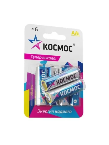 Элемент питания алкалиновый AA/LR6 BP-6 (блист.6шт) КОСМОС KOCLR6BL6 - фото