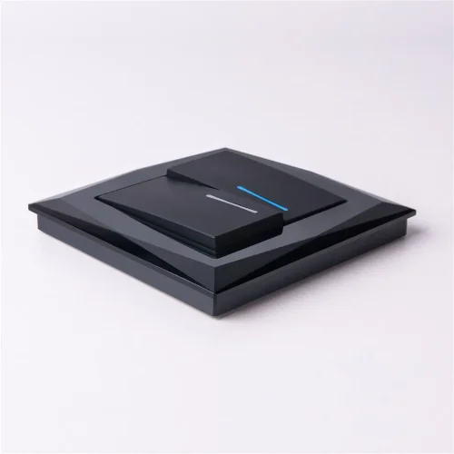 Выключатель двухклавишный с подсветкой (черный матовый) W1120108 - фото 6