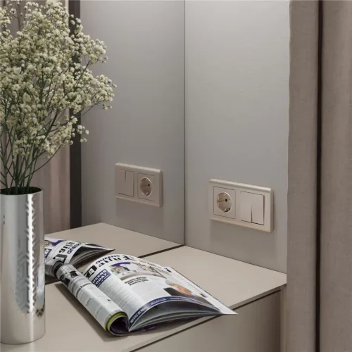 Выключатель двухклавишный (шампань рифленый) W1120010 - фото 2