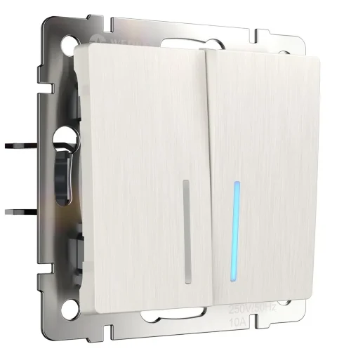 Выключатель двухклавишный с подсветкой (перламутровый рифленый) W1120113 - фото