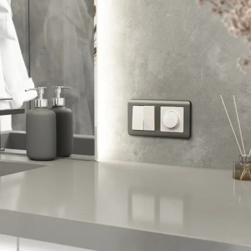 Выключатель двухклавишный с подсветкой (перламутровый рифленый) W1120113 - фото 2