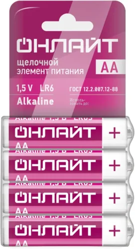 Элемент питания алкалиновый 90 638 OBT-02 LR6-SHBP4 (уп.4шт) ОНЛАЙТ 90638 - фото