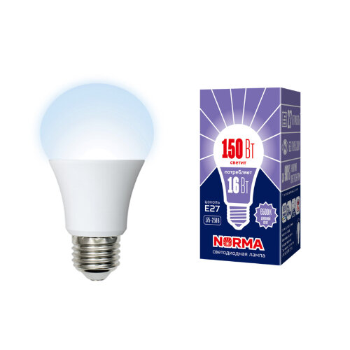 LED-A60-16W-DW-E27-FR-NR Лампа светодиодная, Форма A, матовая, Серия Norma, Дневной белый свет 6500K, Картон - фото 1