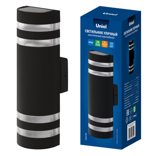 UUL-S16A 2x60W-E27 IP65 BLACK Светильник уличный, под две лампы Е27, Архитектурный накладной, Корпус черный, TM Uniel - фото 5