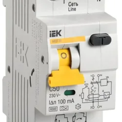 Выключатель автоматический дифференциального тока 2п (1P+N) C 50А 100мА тип A 6кА АВДТ-32 KARAT IEK MAD22-5-050-C-100