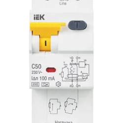 Выключатель автоматический дифференциального тока 2п (1P+N) C 50А 100мА тип A 6кА АВДТ-32 KARAT IEK MAD22-5-050-C-100