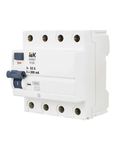Выключатель дифференциального тока (УЗО) 4п 63А 300мА тип AC ВДТ R10N ARMAT IEK AR-R10N-4-063C300 - фото 8