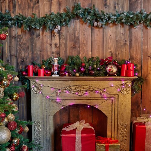 ULD-S0500-050-DGA PINK IP20 Гирлянда светодиодная, 5м, 50 светодиодов, Розовый свет, Провод зеленый - фото 5