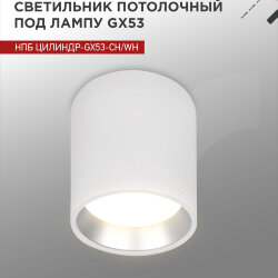 Светильник потолочный с диффузором НПБ ЦИЛИНДР-GX53-CH/WH под GX53 95х80мм белый/хром IN HOME