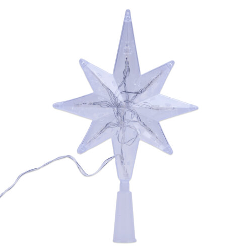 ULD-H1525-009-STB-2AA WARM WHITE STAR-5 Украшение светодиодное для ёлки Звезда-5 на батарейках 2АА не в-к, 15x25 см, 9 светодиодов, Теплый белый свет, Прозрачный провод, TM Uniel - фото 2