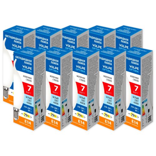 LED-CW35-7W-4000K-E14-FR-SLF SET10 Лампа светодиодная, Форма свеча на ветру, матовая, Серия Optima Филамент, Белый свет 4000К, Упаковка 10 штук - фото 1