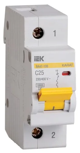Выключатель автоматический модульный 1п C 25А 10кА ВА47-100 KARAT IEK MVA40-1-025-C - фото