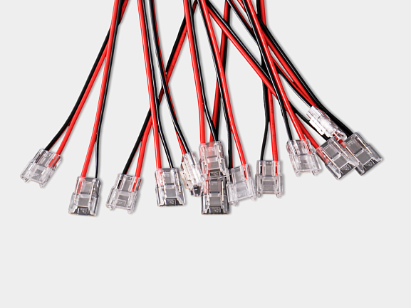 'Пластиковый коннектор односторонний для светодиодной ленты 8 мм, с проводом, CN-8MM-2P-BW-SC. Фото 2