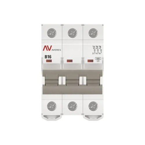 Выключатель автоматический модульный 3п B 16А 6кА AV-6 AVERES EKF mcb6-3-16B-av - фото 3