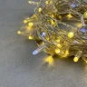 Гирлянда Нить с Колпачком 10м Золотой с Мерцанием Белого Диода 24В, 100 LED, Провод Прозрачный ПВХ, IP65. Фото 2.