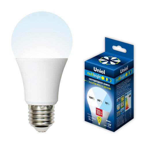 LED-A60-10W-NW-E27-FR-MB PLM11WH Лампа светодиодная, Форма А, матовая, Серия Multibright, Белый свет 4000K, 100-50-10. - фото 3