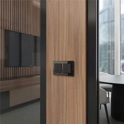 Перекрестный переключатель двухклавишный (чёрный матовый) W1123006 - фото 2