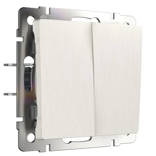 Выключатель двухклавишный проходной (перламутровый рифленый) W1122013 - фото