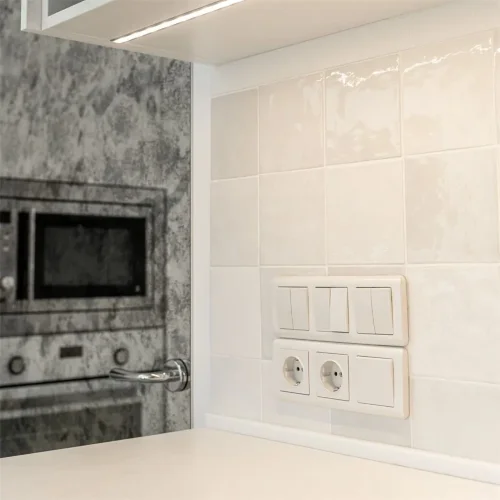 Выключатель двухклавишный проходной (перламутровый рифленый) W1122013 - фото 3