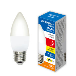 LED-C37-5W-3000K-E27-FR-SLS Лампа светодиодная, Форма свеча, матовая, Теплый белый свет 3000K