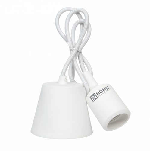 Патрон Е27 силиконовый со шнуром 1м белый IN HOME - Фото
