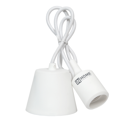 Патрон Е27 силиконовый со шнуром 1м белый IN HOME - Фото