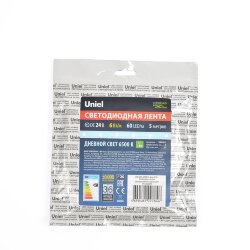 ULS-2835-60LED-m-8mm-IP20-DC24V-6W-m-5M-DW Гибкая светодиодная лента на самоклеящейся основе, Катушка 5 м, в герметичной упаковке, Дневной белый свет 6500K.