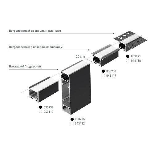Профиль SL-LINE-25100-DUAL-2500 BLACK (Arlight, Алюминий) 033735 - фото 7