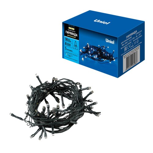 ULD-S0500-050-DGA WARM WHITE IP20 Гирлянда светодиодная, 5м, 50 светодиодов, Теплый белый свет, Провод зеленый - фото 10