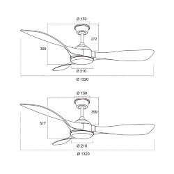 Потолочный светильник-вентилятор «СОНЕКС» 7701/24L, серия: STORM (крепление на планке) - DC мотор 38Вт, 6 скоростей, таймер на 1/2/4 часа, реверс