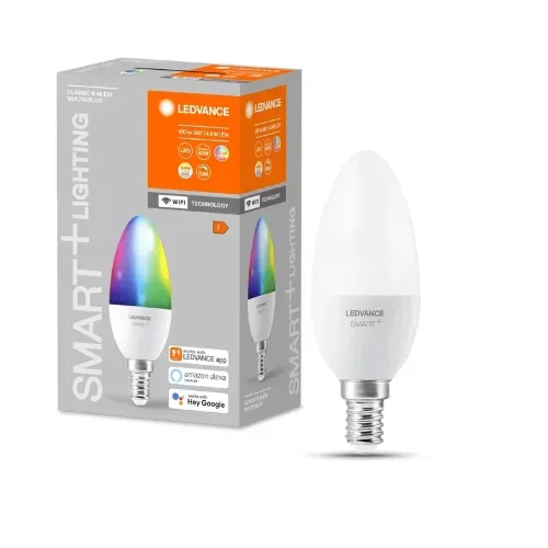4.9W/RGBW (=40W) E14 Classic B Dimm 470Lm 20000h d38x107mm - Светодиодная лампа с управлением по Wi-Fi LEDVANCE. Фото 7