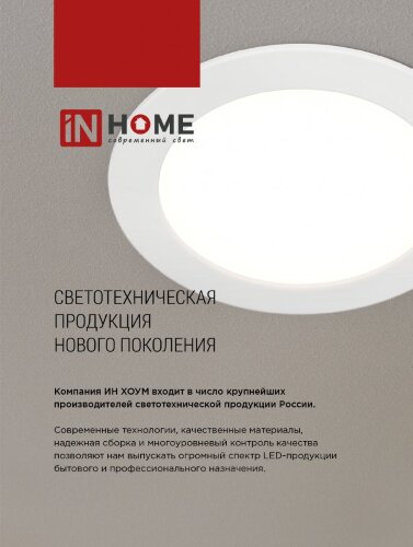 Панель светодиодная встраиваемая квадратная SLP 12Вт 230В 4000К 840Лм 171мм белая IP40 IN HOME - Фото 4